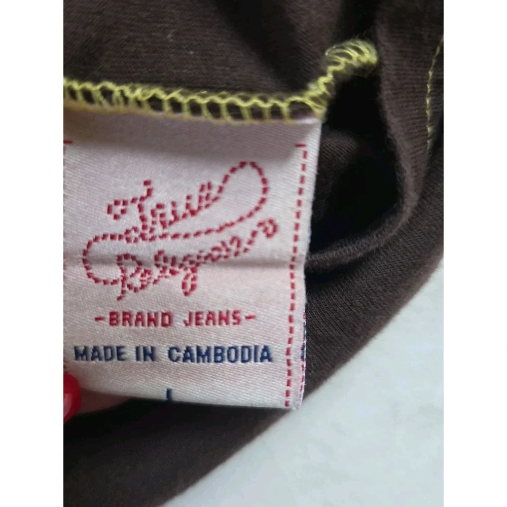 Vintage True Religion Colorblock Long Sleeve Tee Brown Green Size L Y2K